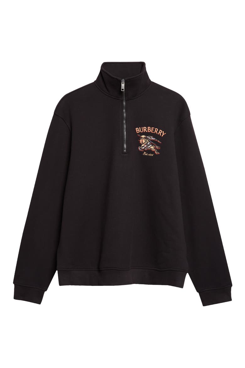 Jacob Check EKD Embroidered Quarter Zip Pullover, Main, color, BLACK