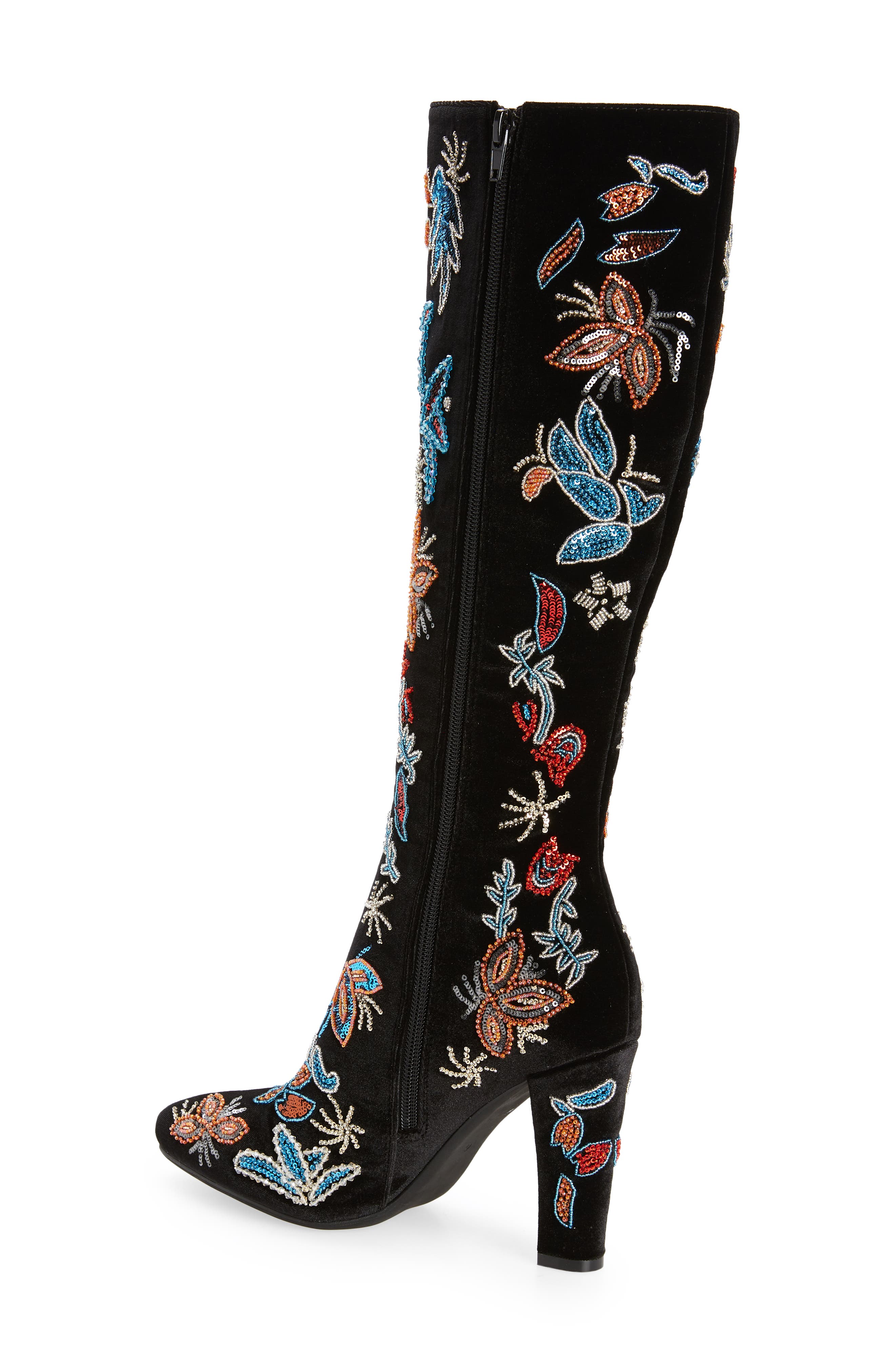 Embellished Boot, Alternate, color, BLACK VELVET COMBO