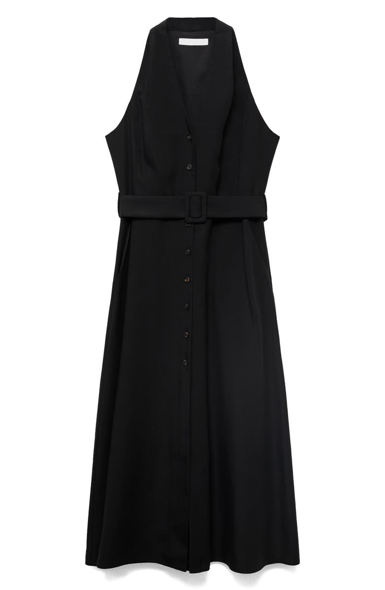 MANGO Lula Belted Sleeveless Maxi Dress, Alternate, color, Black