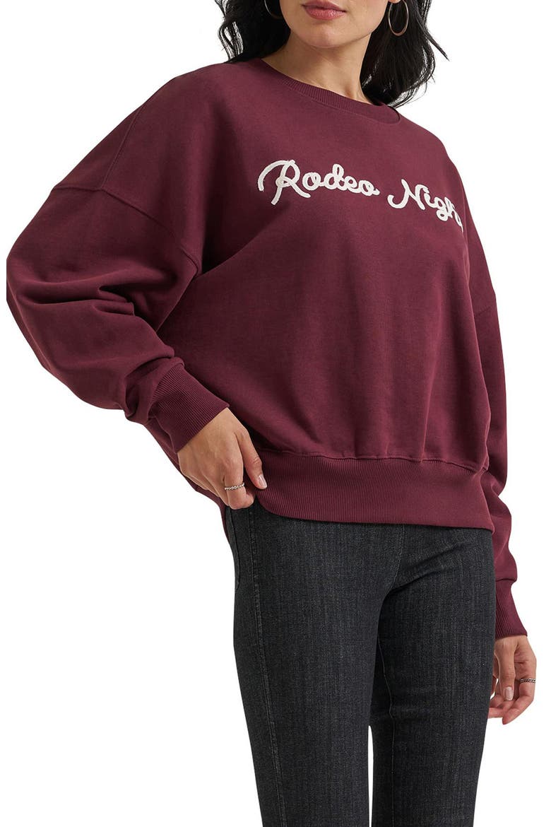 Rodeo Nights Graphic Sweatshirt, Alternate, color, BURGUNDY