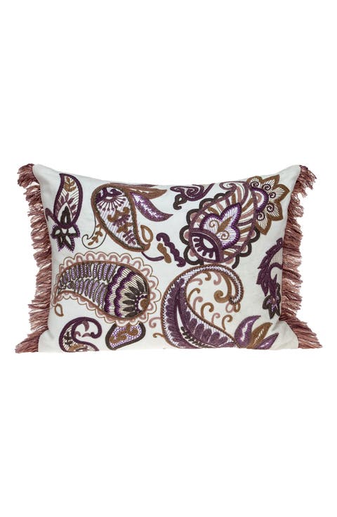Paisley Embroidered Accent Pillow