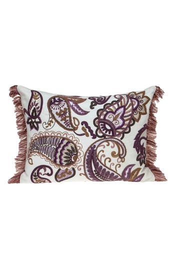 Parkland Collection Paisley Embroidered Accent Pillow In White/ivory Multi