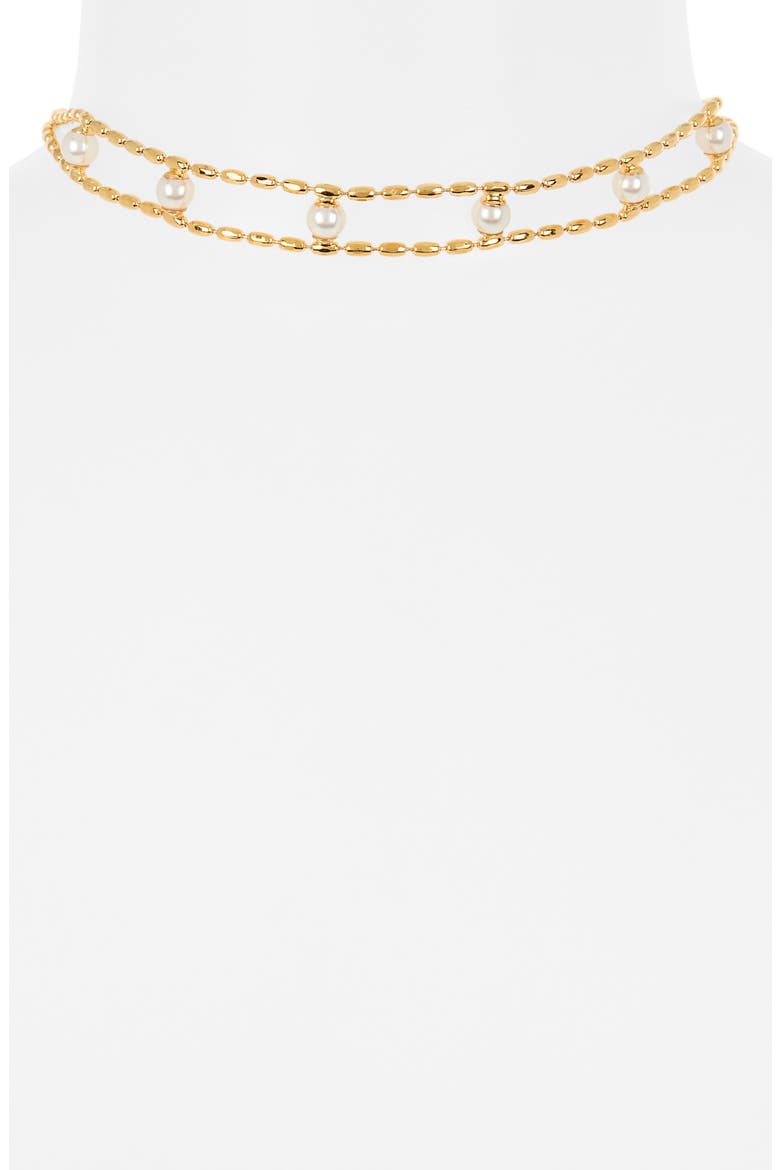 Rosie Faux Pearl Choker Necklace, Alternate, color, GOLD