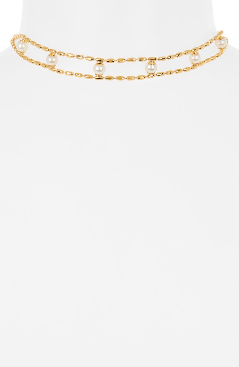 EYE CANDY LOS ANGELES Rosie Faux Pearl Choker Necklace, Alternate, color, Gold