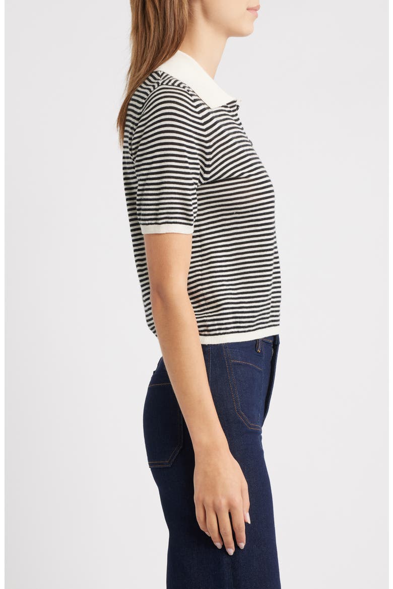The Smart Stripe Polo Top, Alternate, color, CREAM MULTI