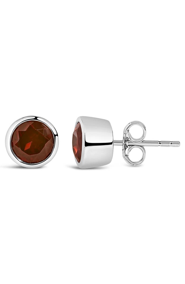 Haus of Brilliance .925 Sterling Silver 6MM Bezel Set Created Gemstone Solitaire Stud Earrings, Alternate, color, Red Garnet