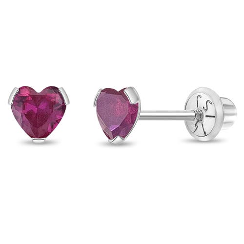 In Season Jewelry 14k Tiny Cubic Zirconia Heart Earrings In July