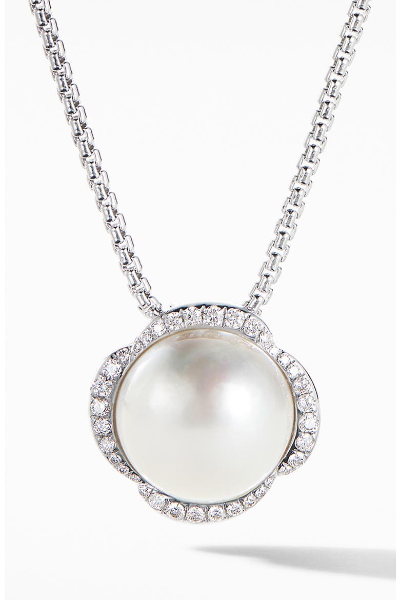 Continuance Pearl Pendant Necklace with Diamonds, Main, color, PEARL/ DIAMOND