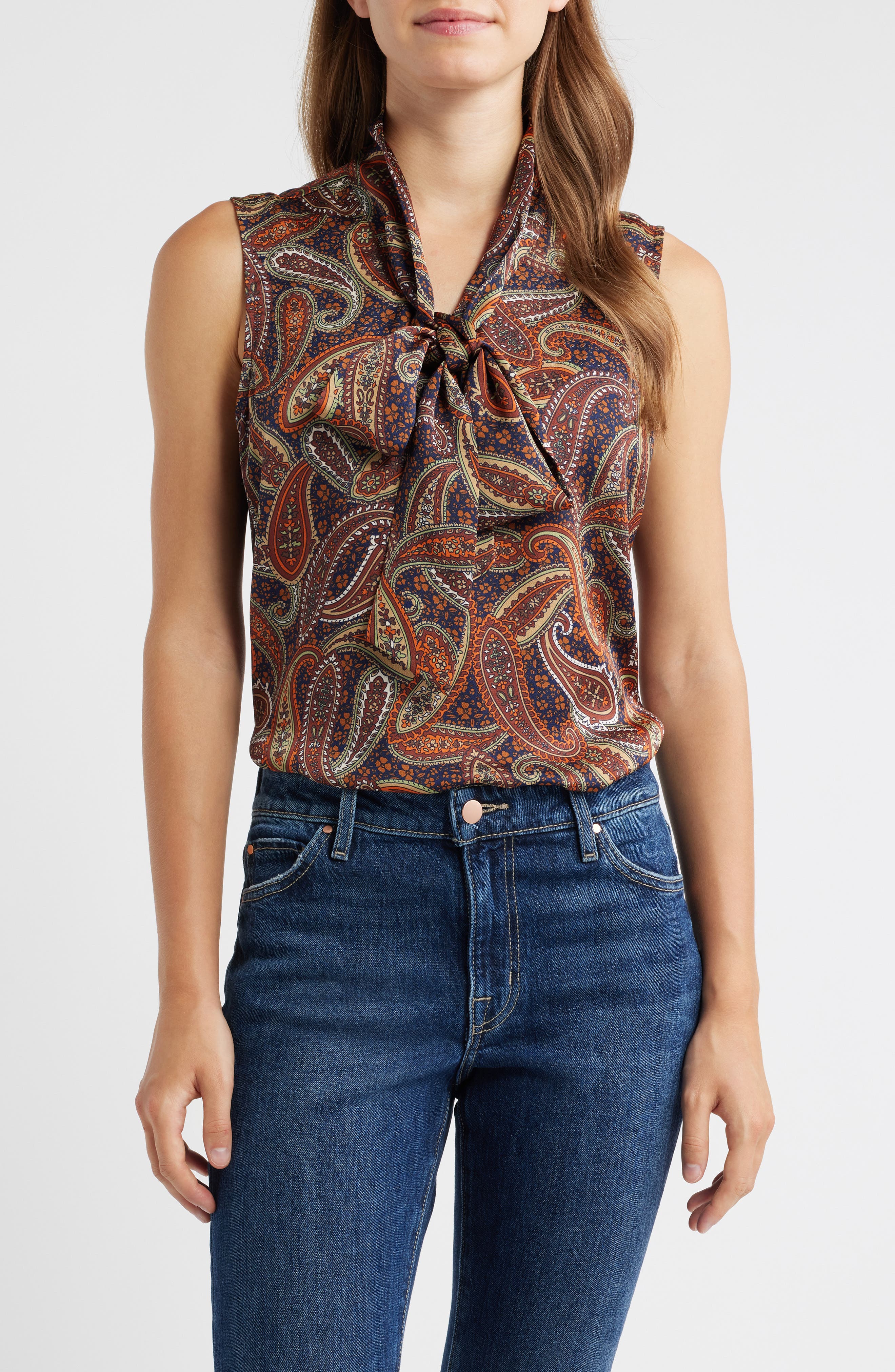 Sailor Tie Neck Sleeveless Top