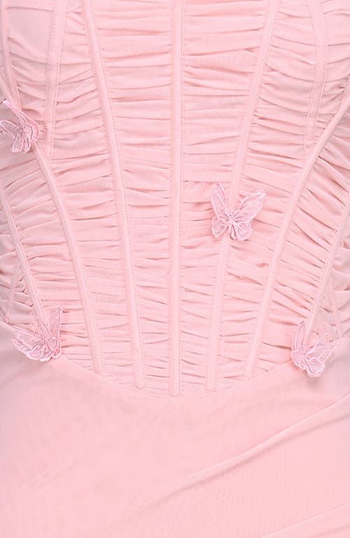 House Of Cb Romola Appliqué Maxi Cocktail Dress In Tickled Pink