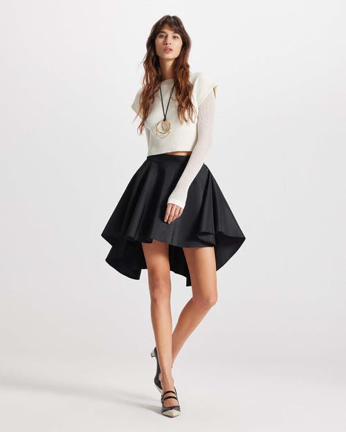 Theo The Label Theia Taffeta Hi-low Skirt In Black