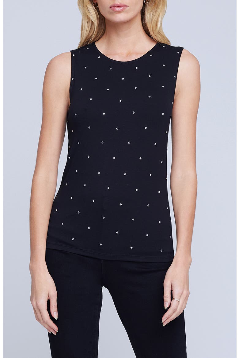 Shelly Rhinestone Embellished Tank Top, Main, color, BLACK