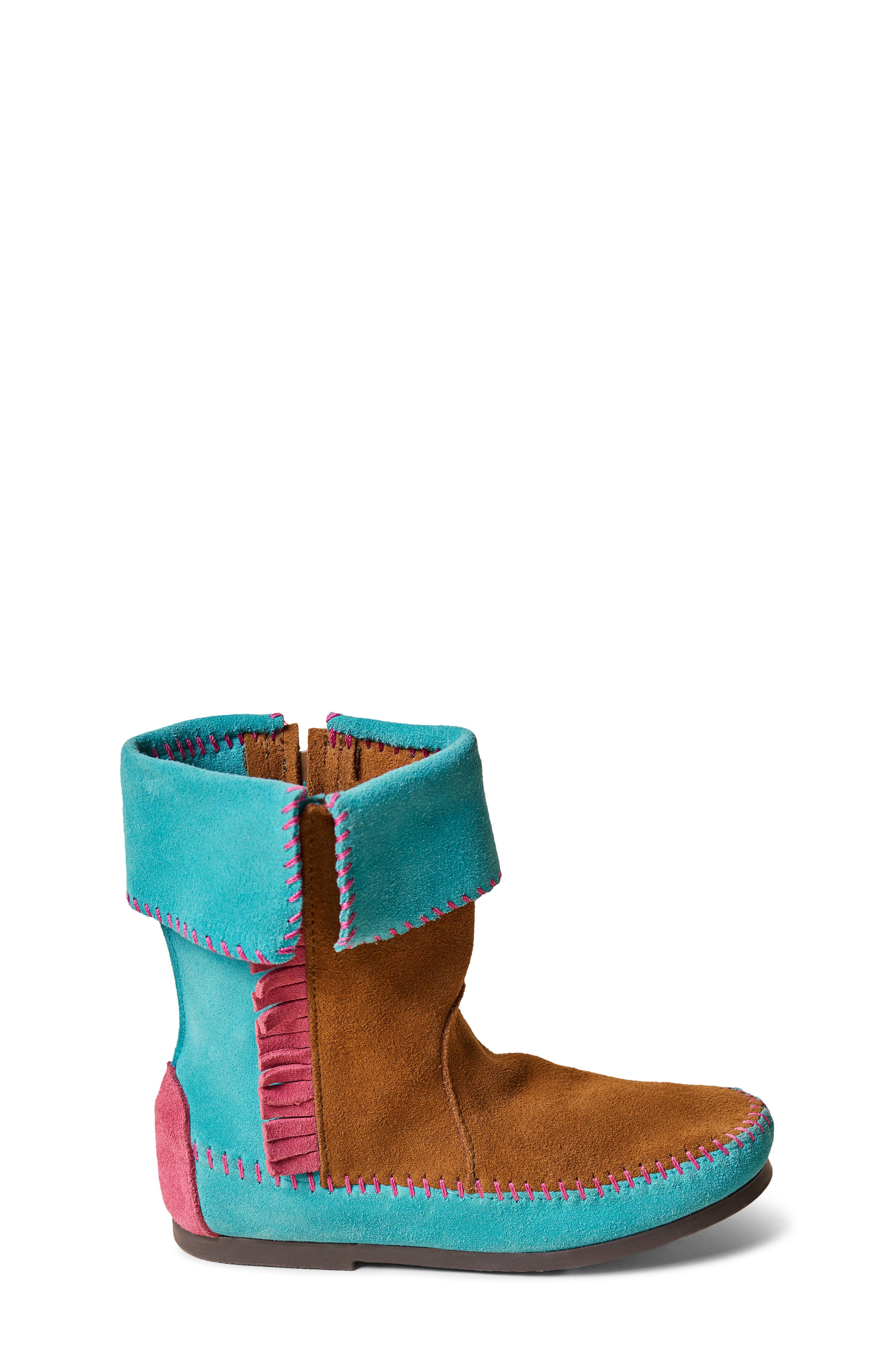 Minnetonka Kids' x Stranger Things Boot, Alternate, color, Pink Turquoise Brown Multi