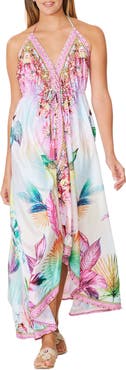 RANEES Tropical Paradise Halter Maxi Dress