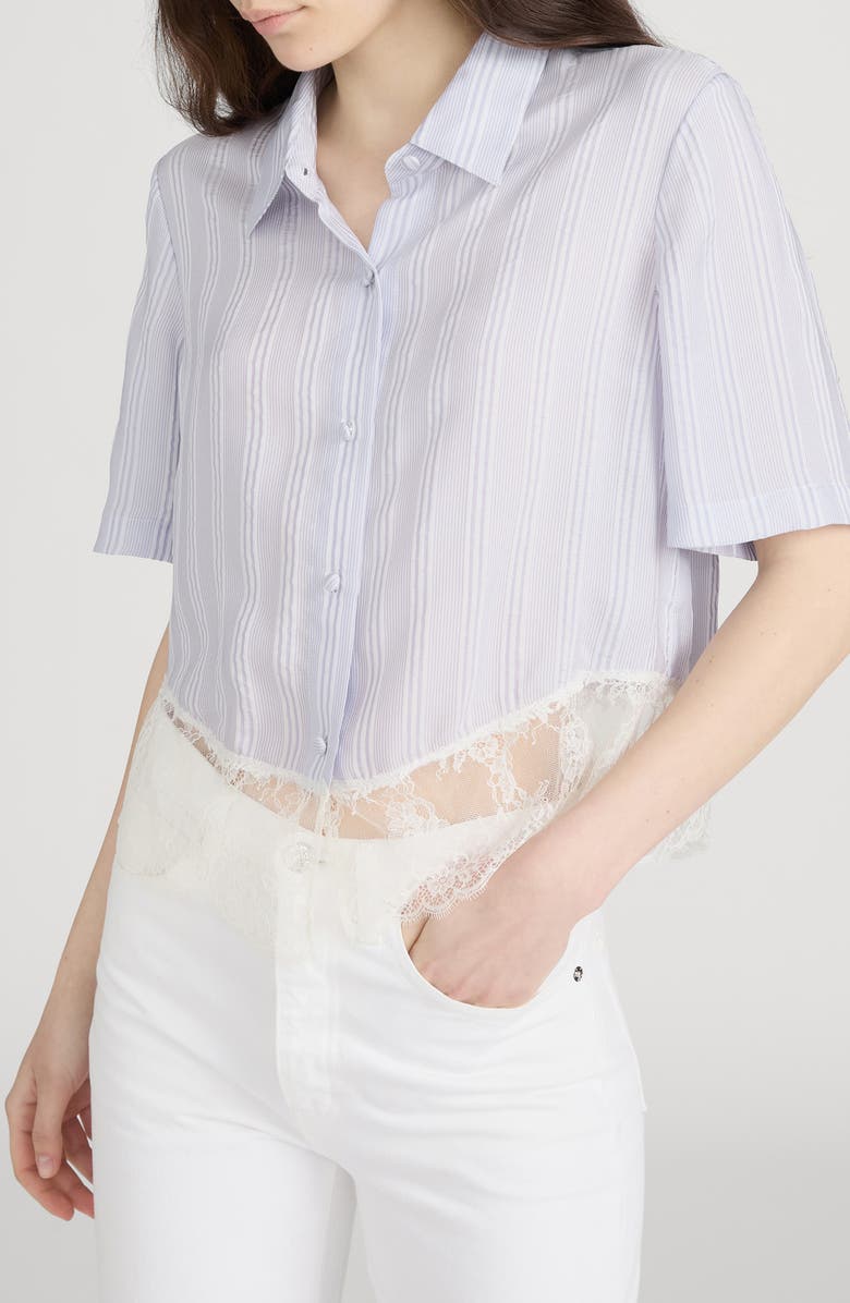 FRAME The Stripe Silk Shirt, Alternate, color, Chambray Multi