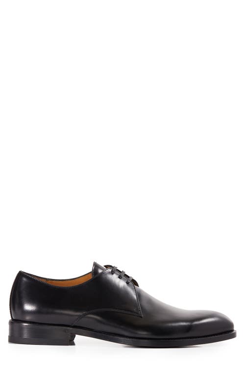 Paul Stuart Hancock Plain Toe Leather Blucher Derby Shoes In Black Leather