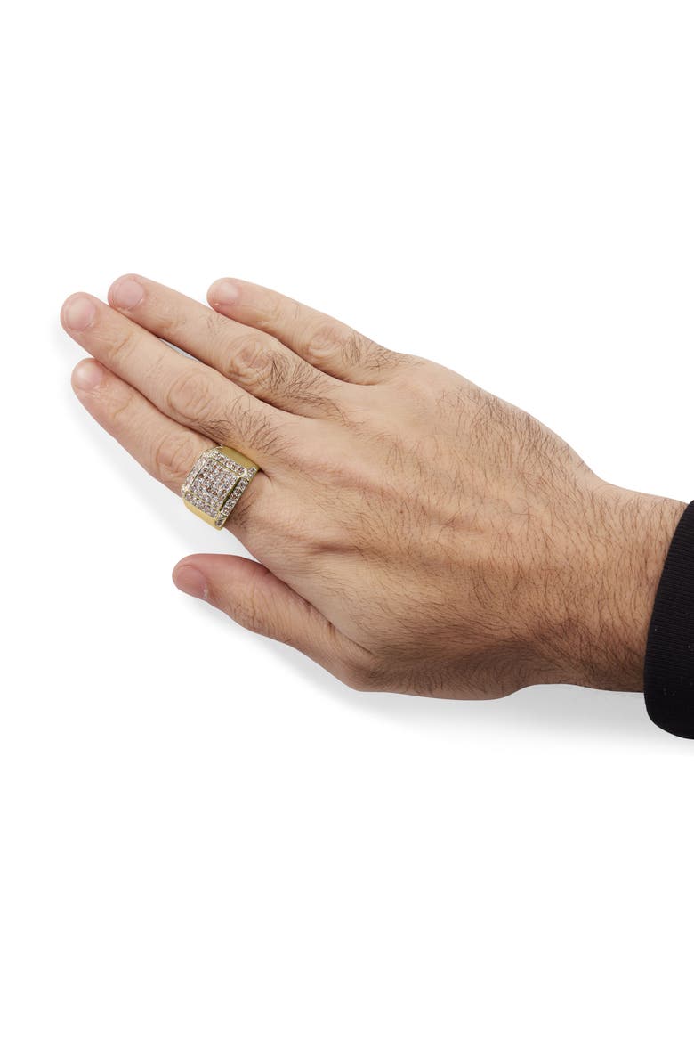 Men's 10K Yellow Gold 2 1/8 Ctw Diamond  Composite Cluster Cocktail Ring Band, Alternate, color, Yellow Gold