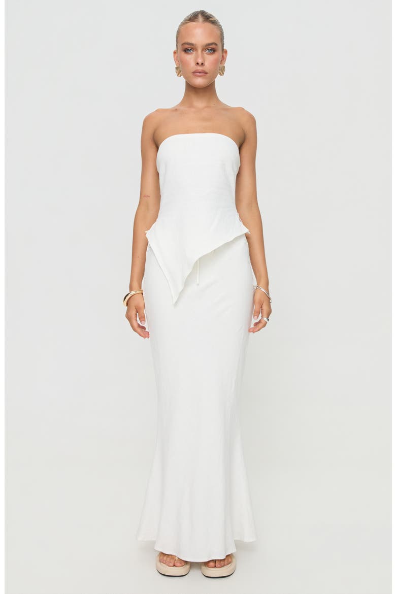Mercer Low Rise Linen Blend Midi Skirt, Alternate, color, WHITE
