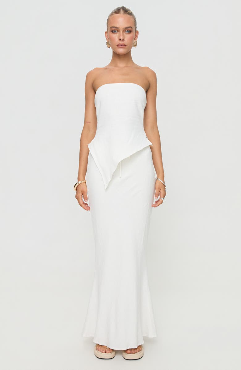 Princess Polly Mercer Low Rise Linen Blend Midi Skirt, Alternate, color, White