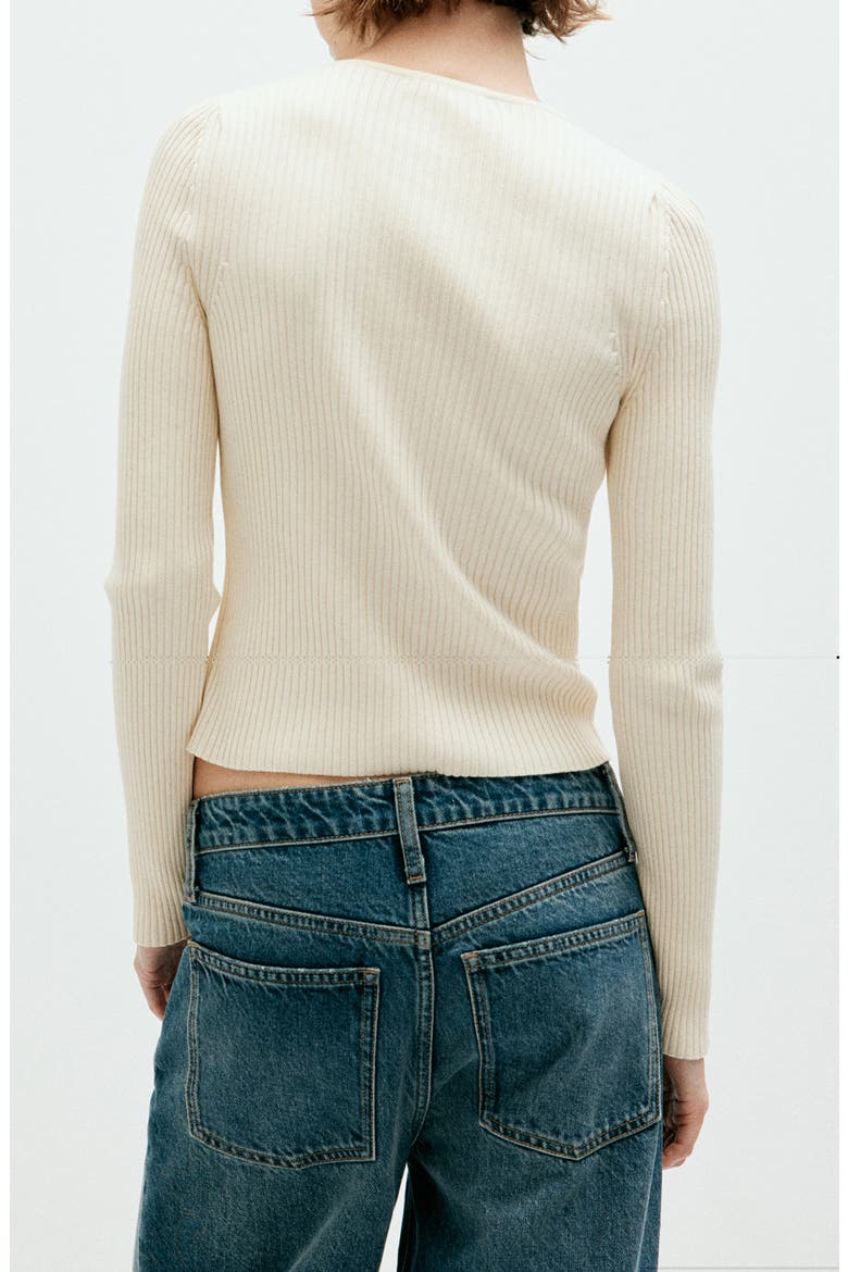 Asymmetric Rib Cardigan, Alternate, color, ECRU