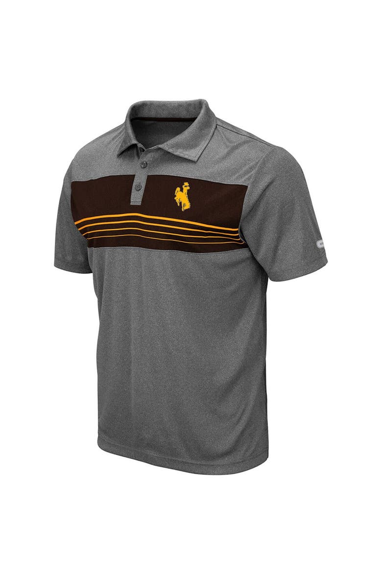Men's Colosseum Heathered Charcoal Wyoming Cowboys Smithers Polo, Alternate, color, Heather Charcoal