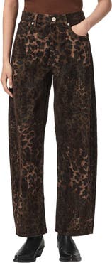 AllSaints Sadie Leopard Print Barrel Leg Jeans
