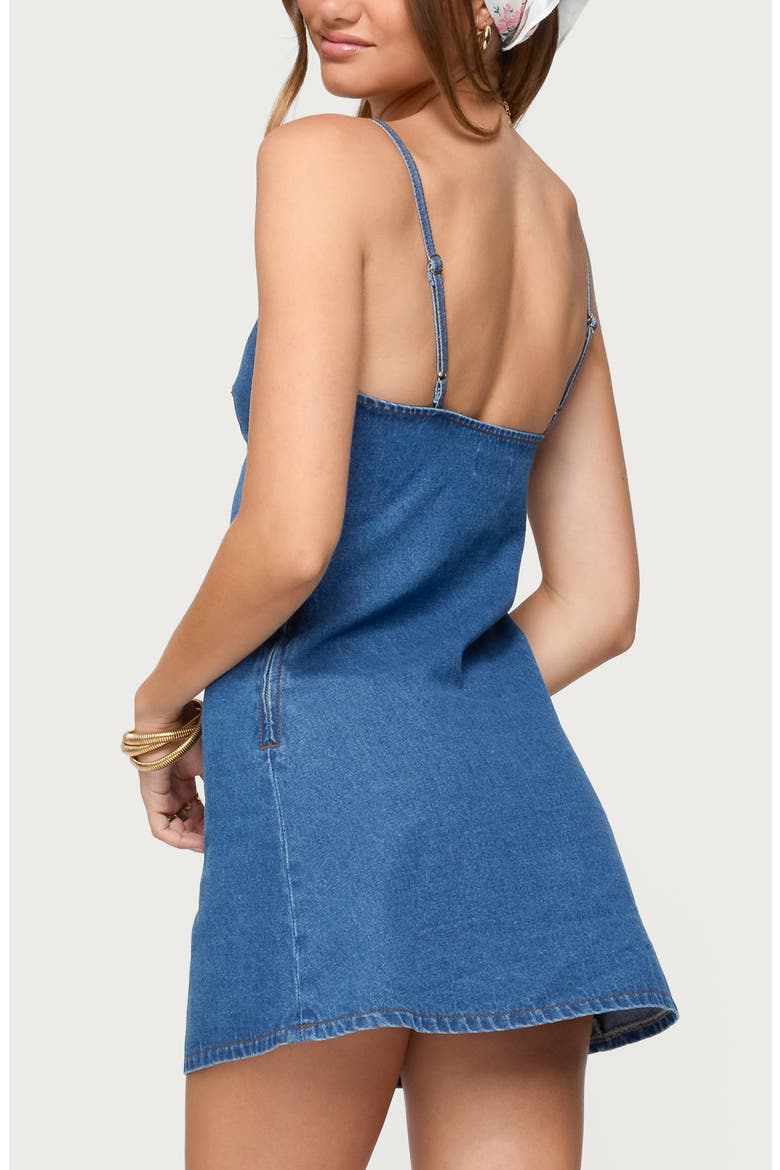 Maleeka Cutout Denim Minidress, Alternate, color, BLUE