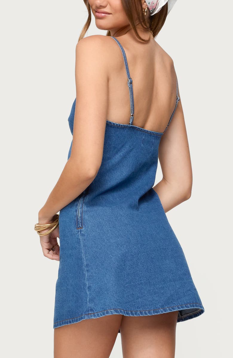 EDIKTED Maleeka Cutout Denim Minidress, Alternate, color, Blue