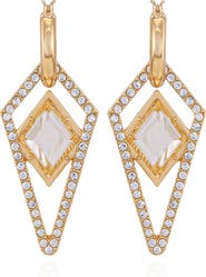 Vince Camuto Glass Stone Drop Huggie Hoop Earrings