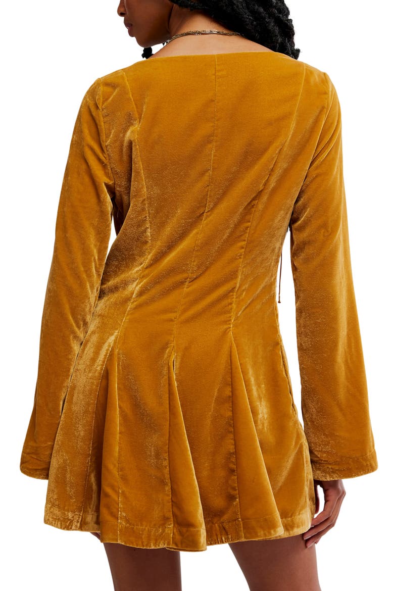 Linney Velvet Minidress, Alternate, color, GOLDEN SYRUP