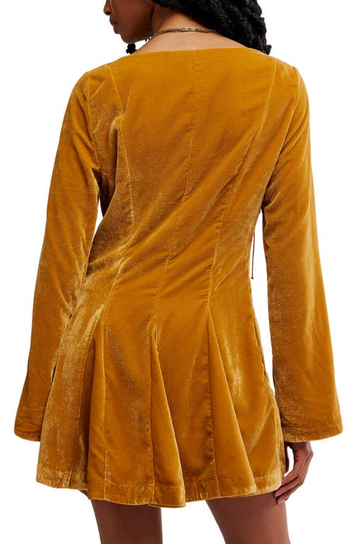 Free People Linney Velvet Minidress In Yellow