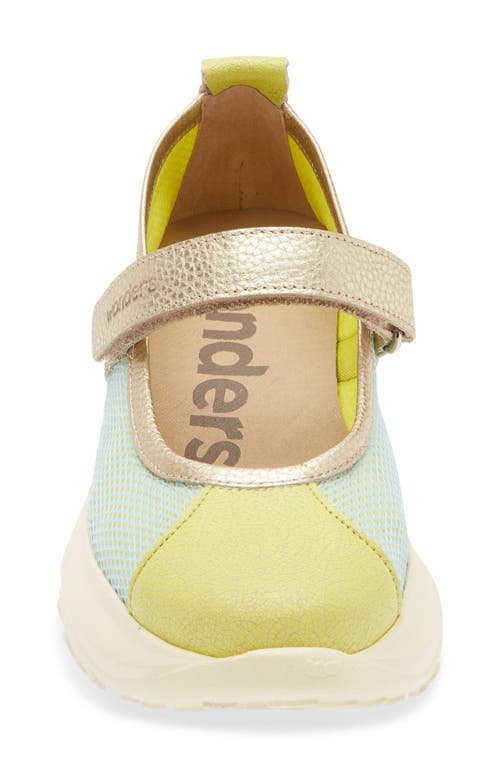 Wonders Mesh & Leather Flat In Cyber/platino