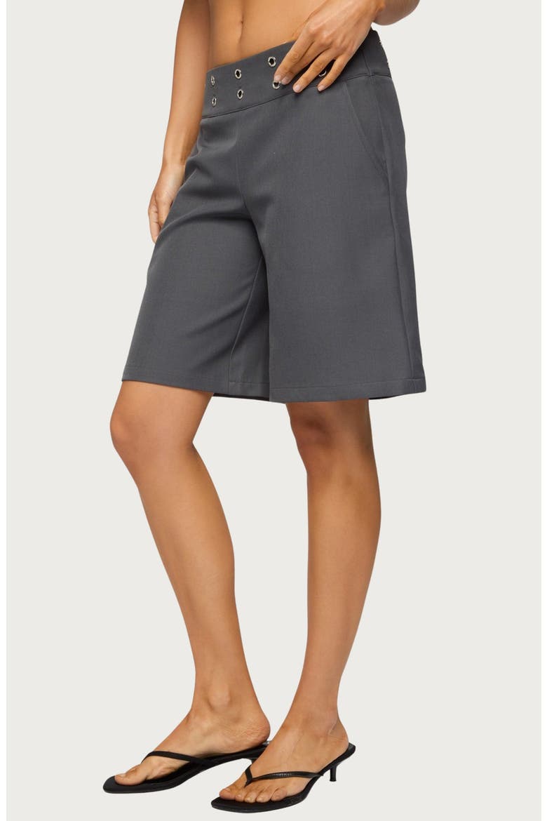 Grommet Low Rise Bermuda Shorts, Alternate, color, DARK-GRAY