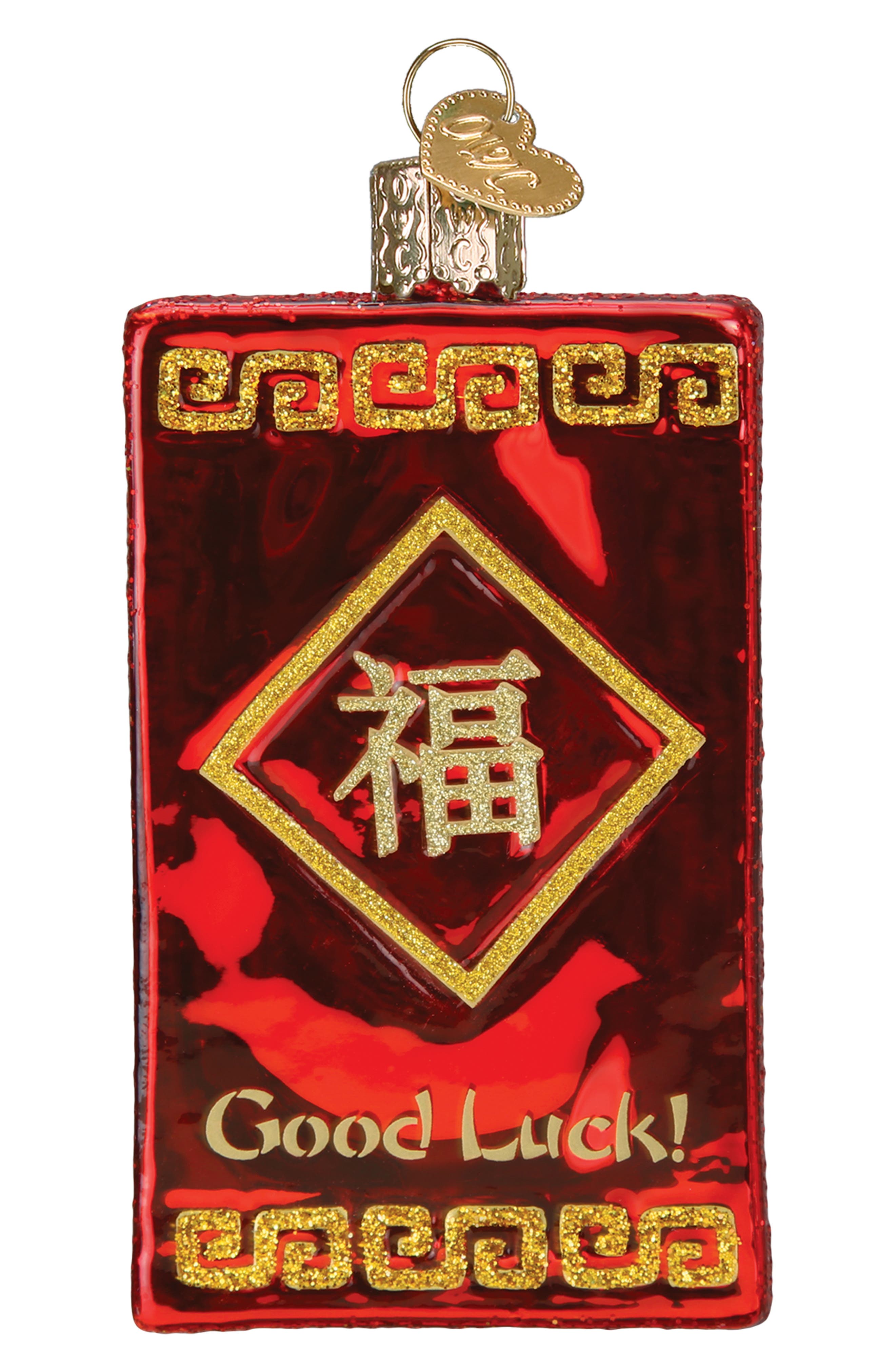 Old World Christmas Lucky Red Envelope Ornament in Red/Gold 
