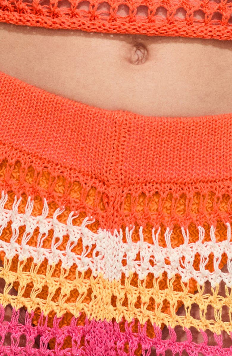 MANGO Stripe Openwork Crochet Shorts, Alternate, color, 