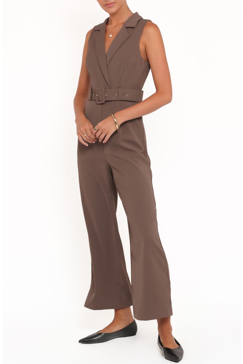 Sienna Belted Sleeveless Wide Leg Jumpsuit, Alternate, color, KHAKI BROWN