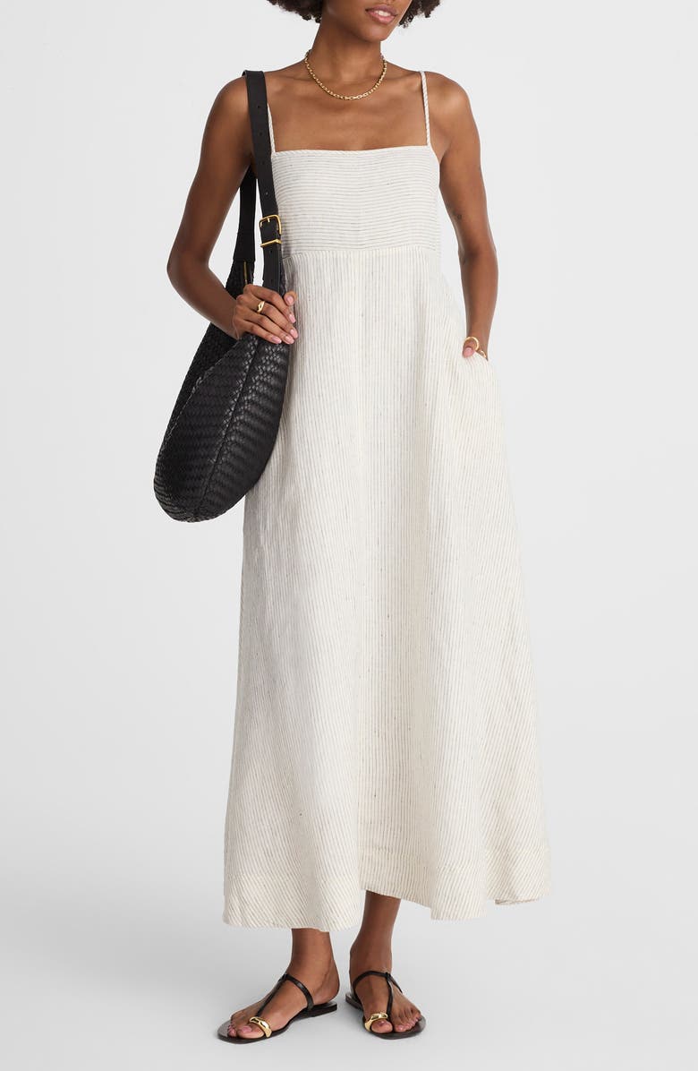 Madewell Stripe Empire Waist Midi Sundress, Main, color, Lighthouse