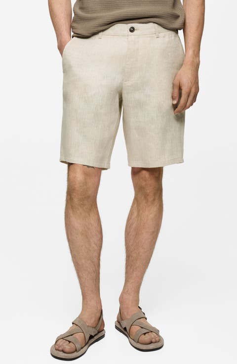 Slim Fit Linen Bermuda Shorts
