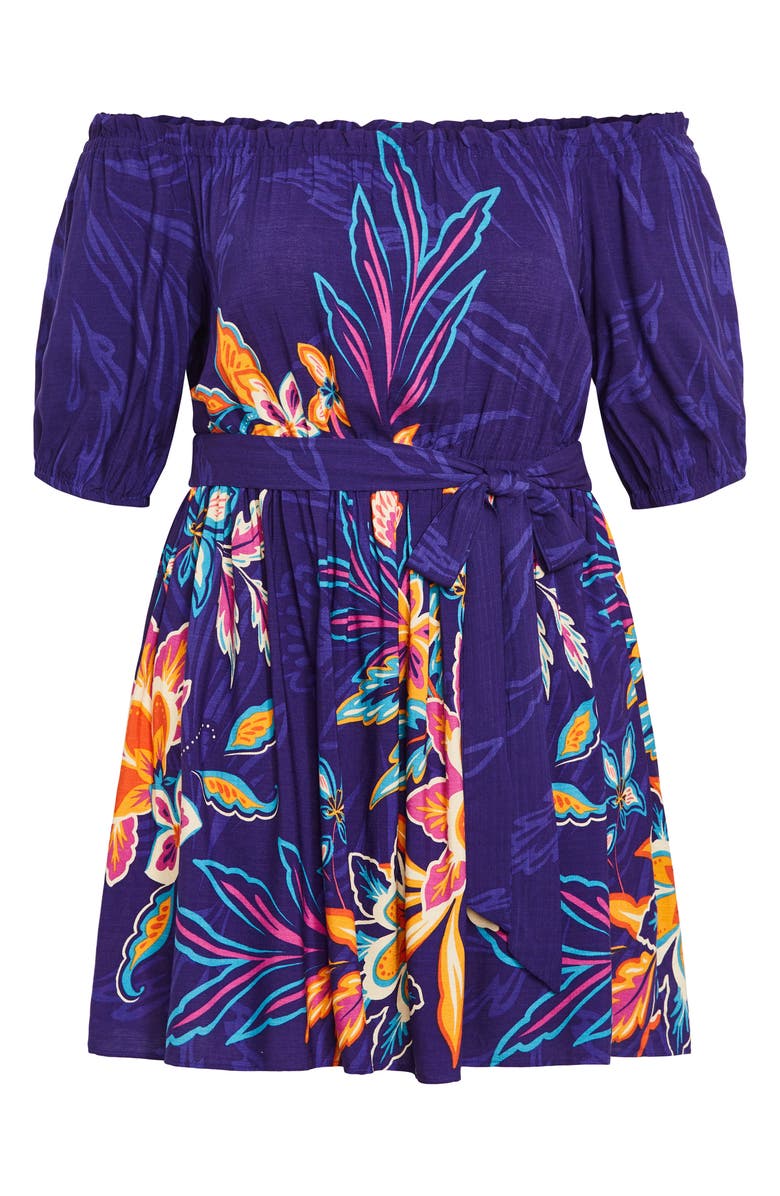 City Chic Isla Floral Off the Shoulder Dress, Alternate, color, 