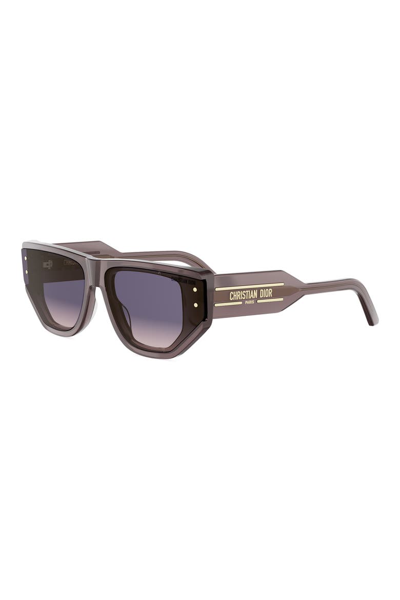 'DiorSignature S15I 63mm Oversize Cat Eye Sunglasses, Alternate, color, SHINY DARK BROWN / VIOLET