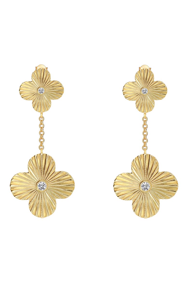 Crystal Clover Drop Earrings, Main, color, GOLD