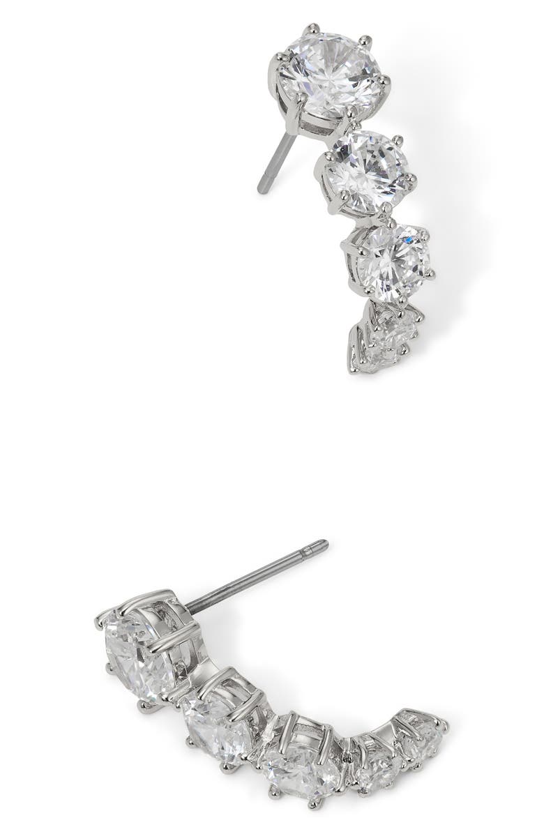 Nadri Cubic Zirconia Half Hoop Earrings, Alternate, color,