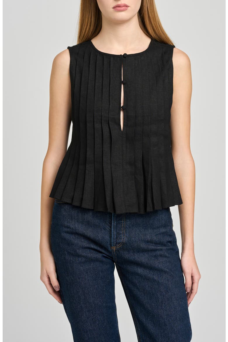 Romy Pleated Top, Main, color, BLACK