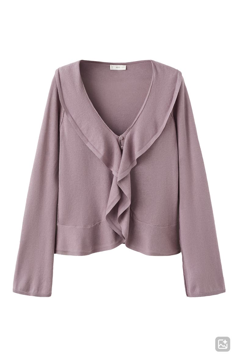 Ruffle Cardigan, Alternate, color, VIOLET
