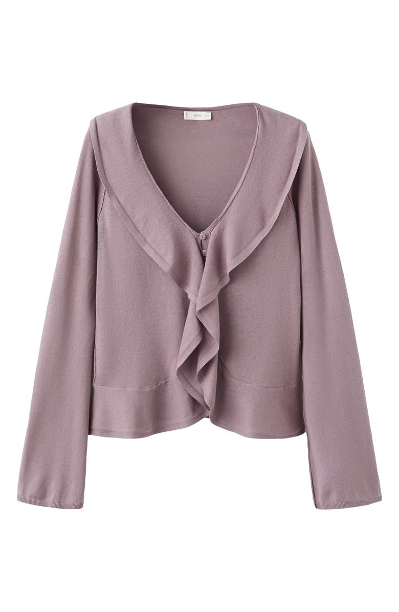 MANGO TEEN Ruffle Cardigan, Alternate, color, Violet