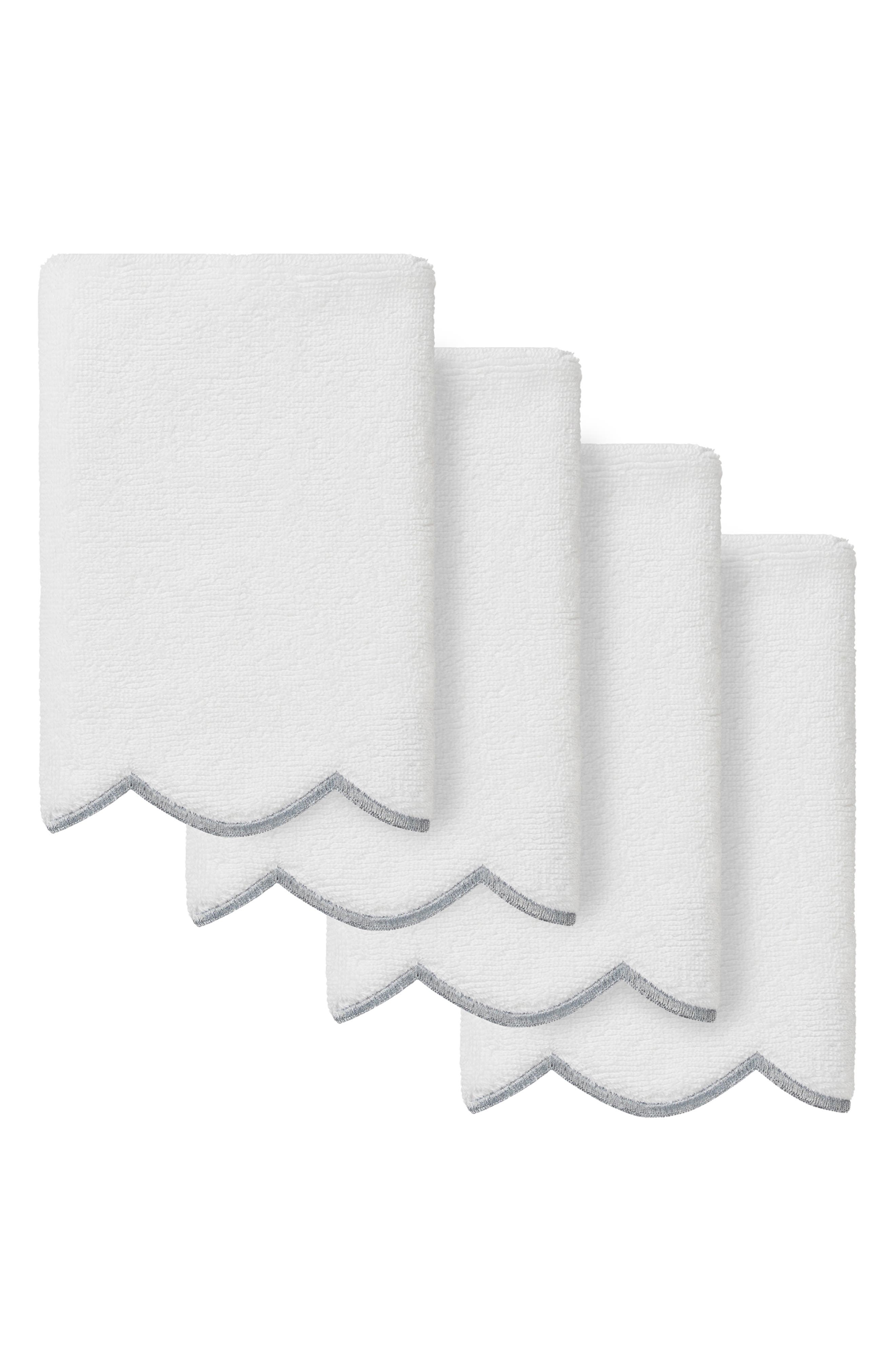 Adornia Scallop Set of 4 Fingertip Towels