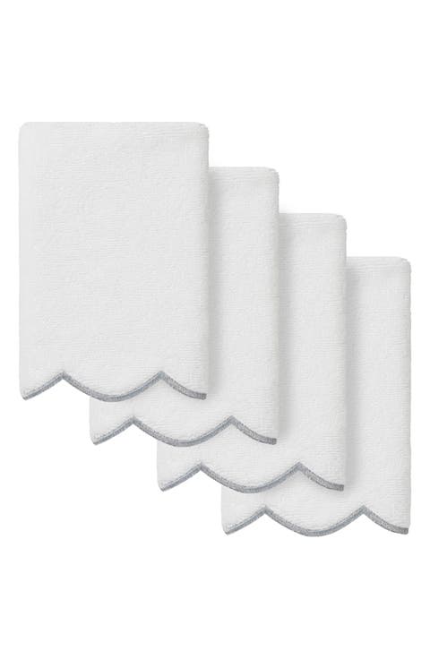Adornia Scallop Set of 4 Fingertip Towels