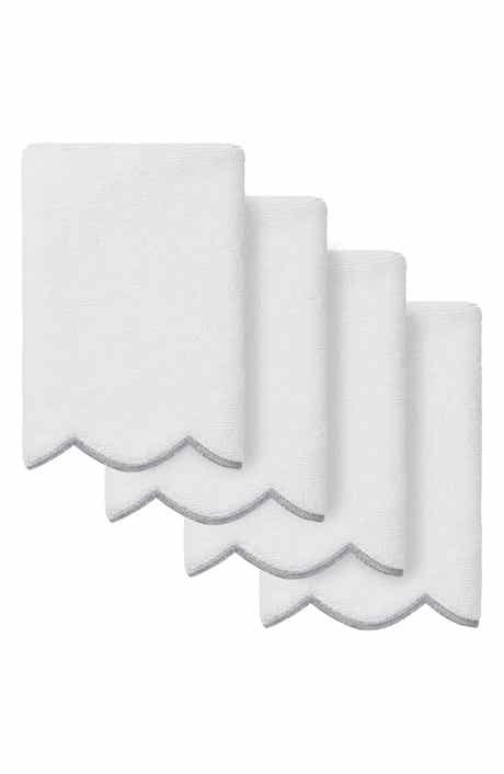 Adornia Scallop Set of 4 Fingertip Towels