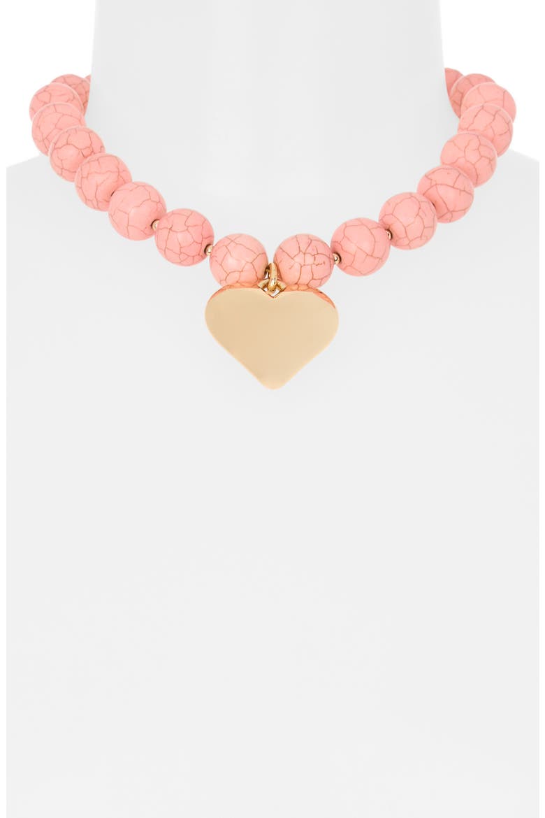 Beaded Heart Pendant Necklace, Alternate, color, CORAL