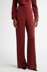 Lela Rose High Waist Satin Wide Leg Pants